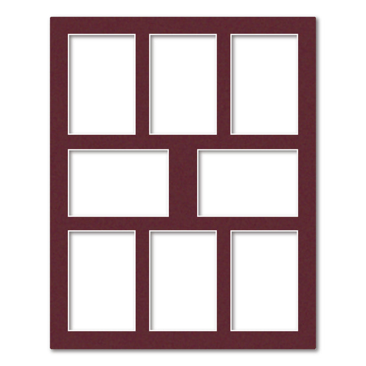 Burgundy Maroon Acid-Free Mat Board 16x20in (40.6x50.8cm) to suit eight 4x6in (10x15cm) images from our Mat Boards collection by Profile Products (Australia) Pty Ltd
