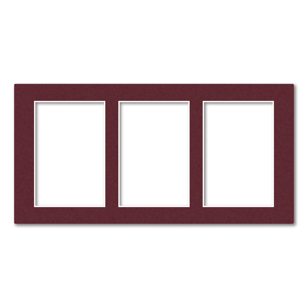 Burgundy Maroon Acid-Free Mat Board 8x16in (20.3x40.6cm) to suit three 4x6in (10x15cm) images from our Mat Boards collection by Profile Products (Australia) Pty Ltd
