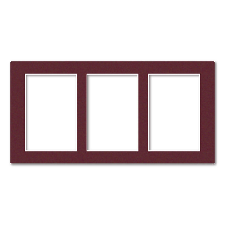 Burgundy Maroon Acid-Free Mat Board 8x16in (20.3x40.6cm) to suit three 4x6in (10x15cm) images from our Mat Boards collection by Profile Products (Australia) Pty Ltd