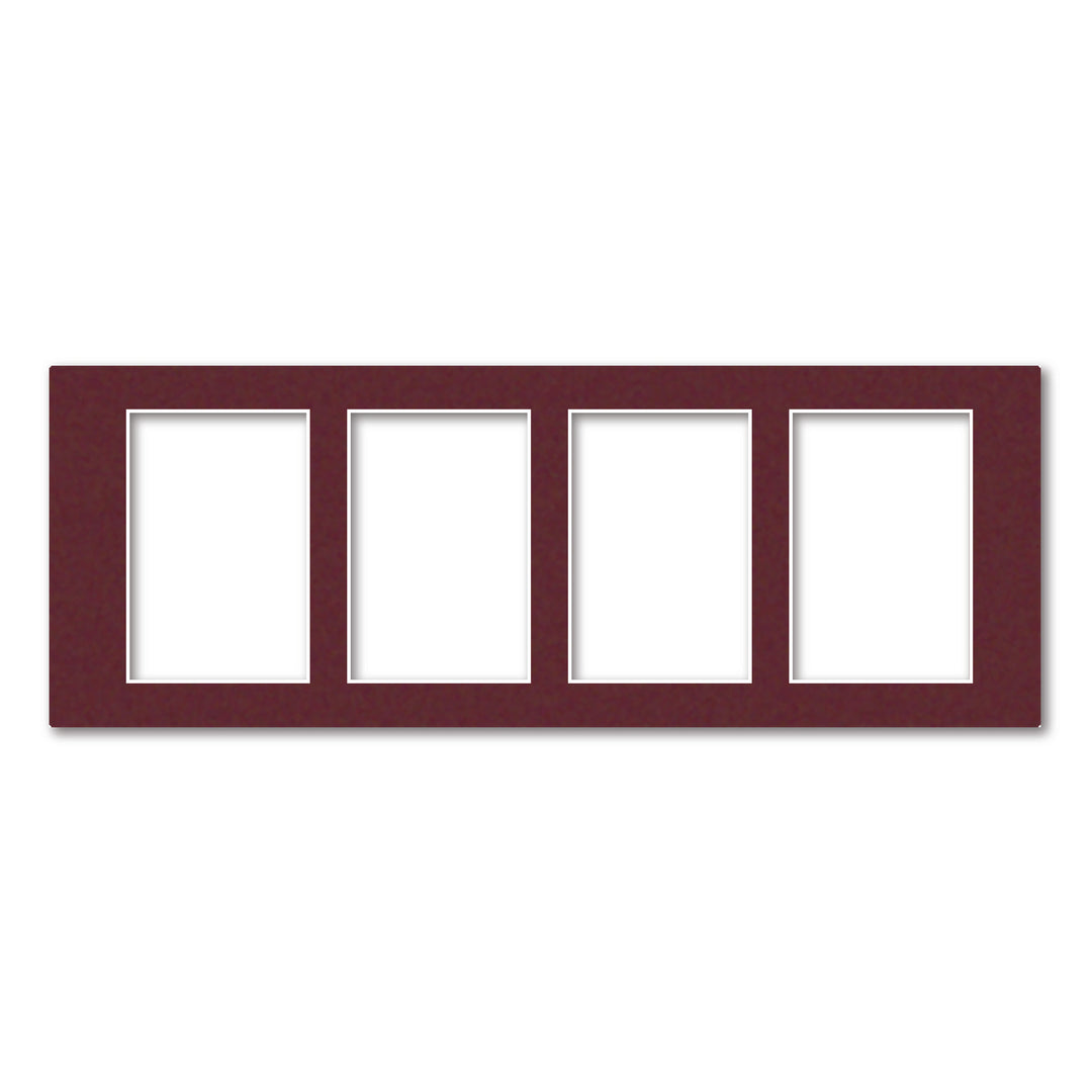 Burgundy Maroon Acid-Free Mat Board 8x22in (20.3x55.9cm) to suit four 4x6in (10x15cm) images from our Mat Boards collection by Profile Products (Australia) Pty Ltd