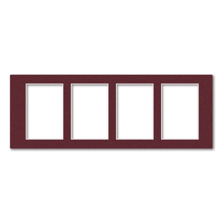 Burgundy Maroon Acid-Free Mat Board 8x22in (20.3x55.9cm) to suit four 4x6in (10x15cm) images from our Mat Boards collection by Profile Products (Australia) Pty Ltd