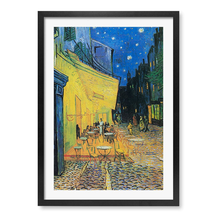 Cafe Terrace at Night - Vincent van Gogh Art Print A4 (21 x 29.7cm) / Matte Black Frame / White Border from our Australian Made Framed Wall Art, Prints & Posters collection by Profile Products (Australia) Pty Ltd