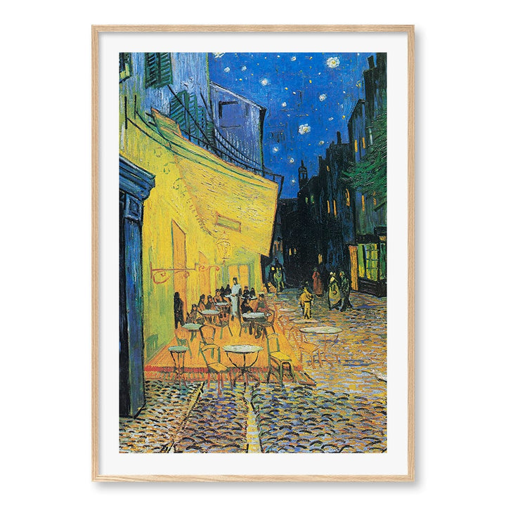 Cafe Terrace at Night Wall Art Print A0 (84.1 x 118.9cm) / Natural Oak Frame / White Border from our Australian Made Wall Art collection by Profile Australia