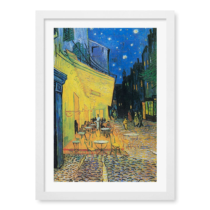 Cafe Terrace at Night Wall Art Print A3 (29.7 x 42cm) / Matte White Frame / White Border from our Australian Made Wall Art collection by Profile Australia