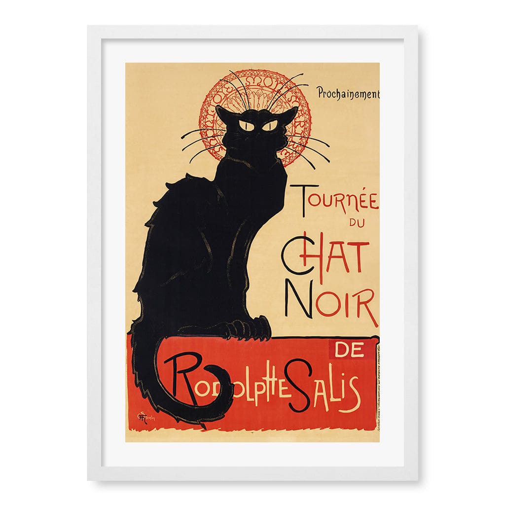 Chat Noir Art Print A4 (21 x 29.7cm) / Matte White Frame / White Border from our Australian Made Framed Wall Art, Prints & Posters collection by Profile Products (Australia) Pty Ltd