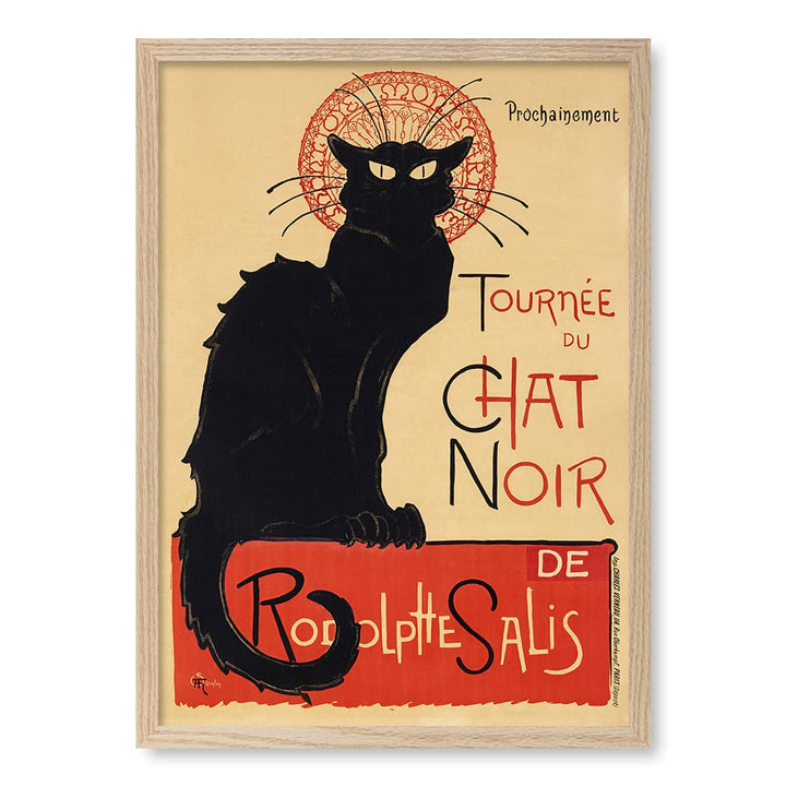 Chat Noir Art Print A4 (21 x 29.7cm) / Natural Oak Frame / No Border from our Australian Made Framed Wall Art, Prints & Posters collection by Profile Products (Australia) Pty Ltd