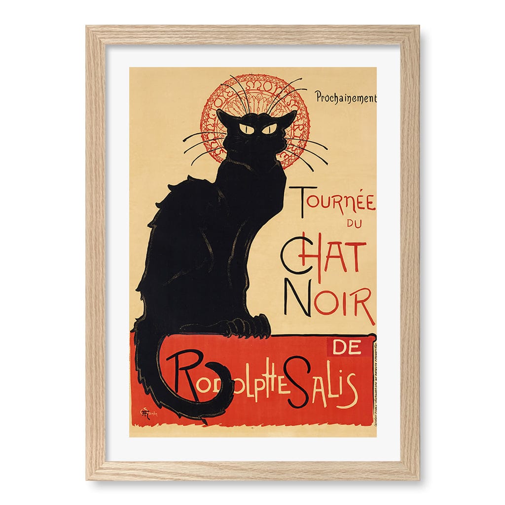 Chat Noir Wall Art Print A3 (29.7 x 42cm) / Natural Oak Frame / White Border from our Australian Made Wall Art collection by Profile Australia