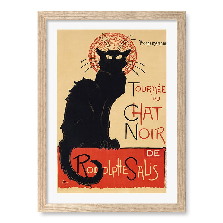 Chat Noir Wall Art Print A3 (29.7 x 42cm) / Natural Oak Frame / White Border from our Australian Made Wall Art collection by Profile Australia