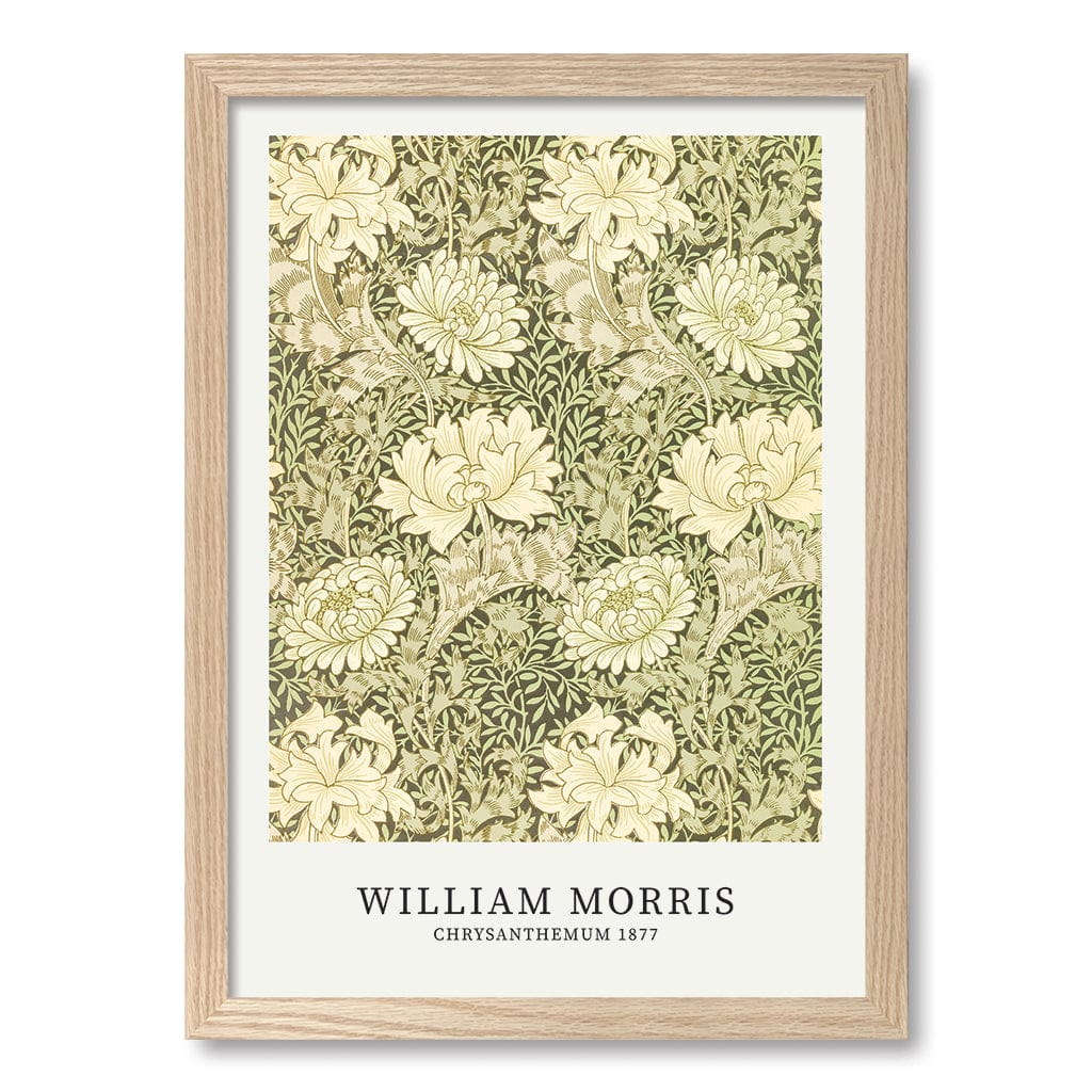 Chrysanthemum Pattern Wall Art Print A3 (29.7 x 42cm) / Natural Oak Frame / No Border from our Australian Made Wall Art collection by Profile Australia