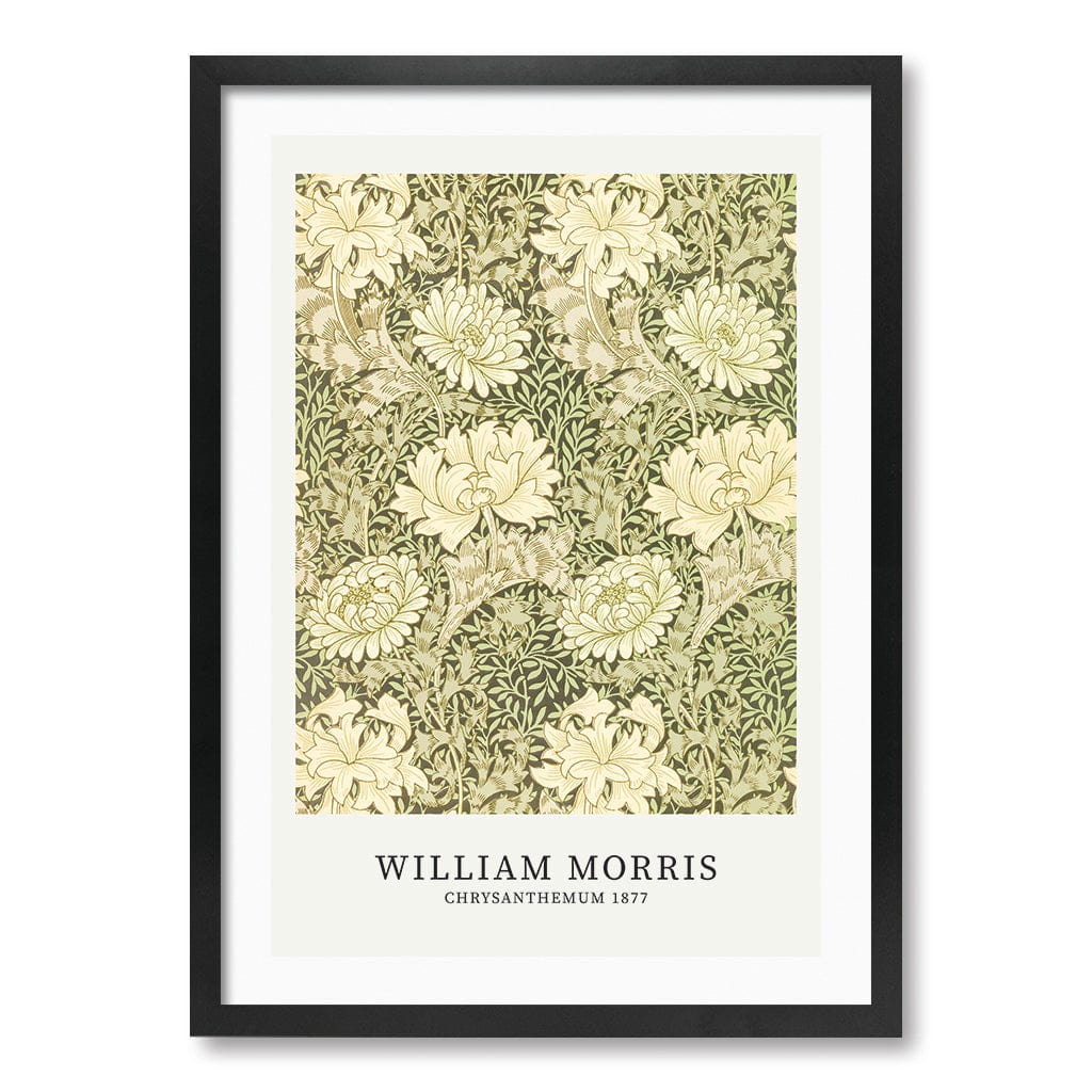Chrysanthemum Pattern - William Morris Floral Art Print A4 (21 x 29.7cm) / Matte Black Frame / White Border from our Australian Made Framed Wall Art, Prints & Posters collection by Profile Products (Australia) Pty Ltd