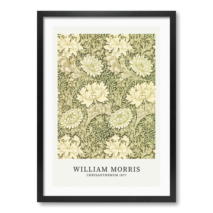 Chrysanthemum Pattern - William Morris Floral Art Print A4 (21 x 29.7cm) / Matte Black Frame / White Border from our Australian Made Framed Wall Art, Prints & Posters collection by Profile Products (Australia) Pty Ltd