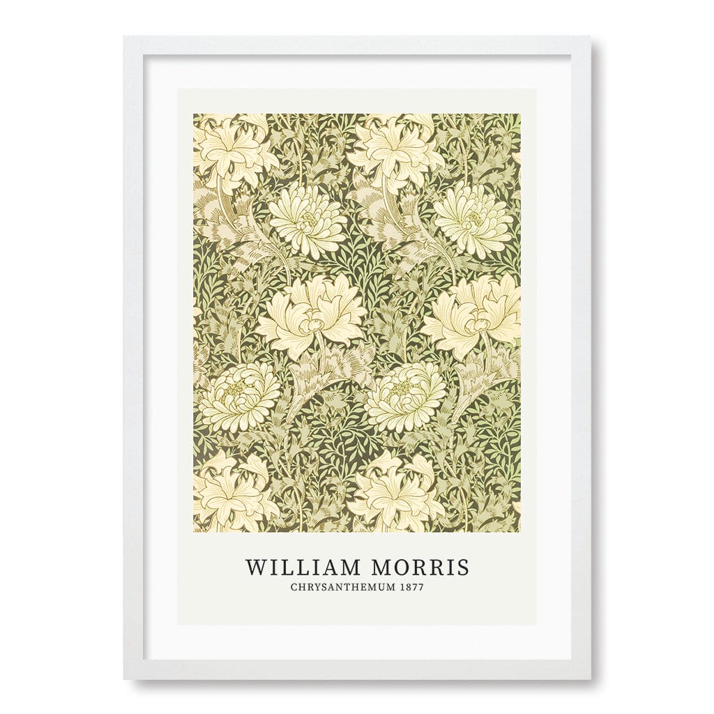 Chrysanthemum Pattern - William Morris Floral Art Print A4 (21 x 29.7cm) / Matte White Frame / White Border from our Australian Made Framed Wall Art, Prints & Posters collection by Profile Products (Australia) Pty Ltd