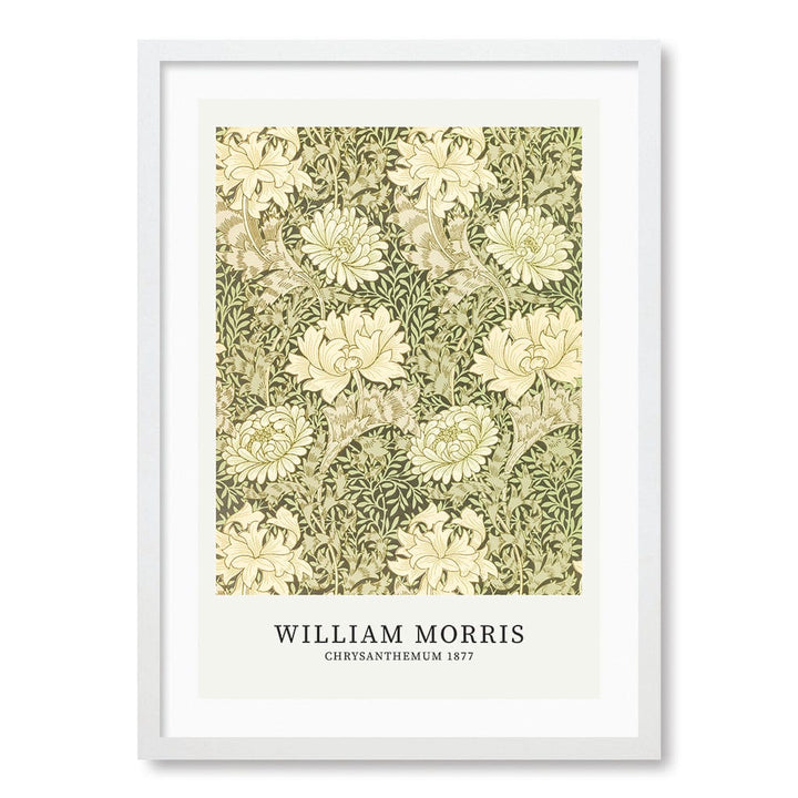 Chrysanthemum Pattern - William Morris Floral Art Print A4 (21 x 29.7cm) / Matte White Frame / White Border from our Australian Made Framed Wall Art, Prints & Posters collection by Profile Products (Australia) Pty Ltd