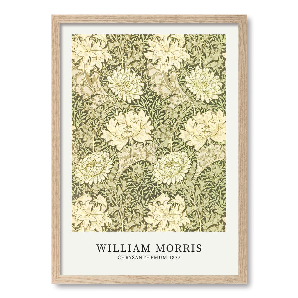 Chrysanthemum Pattern - William Morris Floral Art Print A4 (21 x 29.7cm) / Natural Oak Frame / No Border from our Australian Made Framed Wall Art, Prints & Posters collection by Profile Products (Australia) Pty Ltd