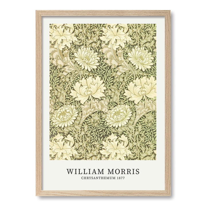 Chrysanthemum Pattern - William Morris Floral Art Print A4 (21 x 29.7cm) / Natural Oak Frame / No Border from our Australian Made Framed Wall Art, Prints & Posters collection by Profile Products (Australia) Pty Ltd