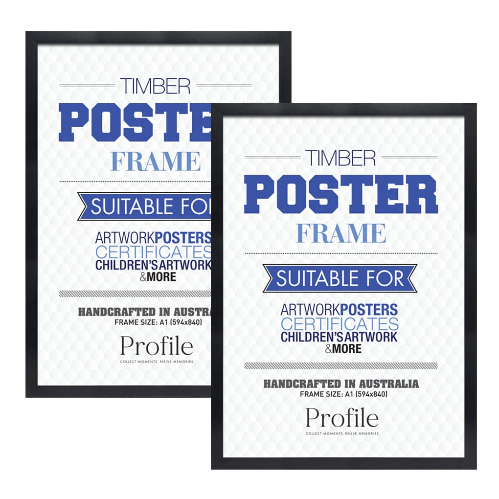 Classic Black A1 Poster Frame Set (2 Pack) from our Australian Made Picture Frames collection by Profile Products (Australia) Pty Ltd
