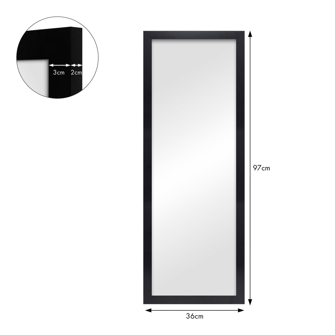 Classic Black Framed Mirror – 12x36 Inch Slim Wall Mirror from our Australian Made Picture Frames collection by Profile Products (Australia) Pty Ltd