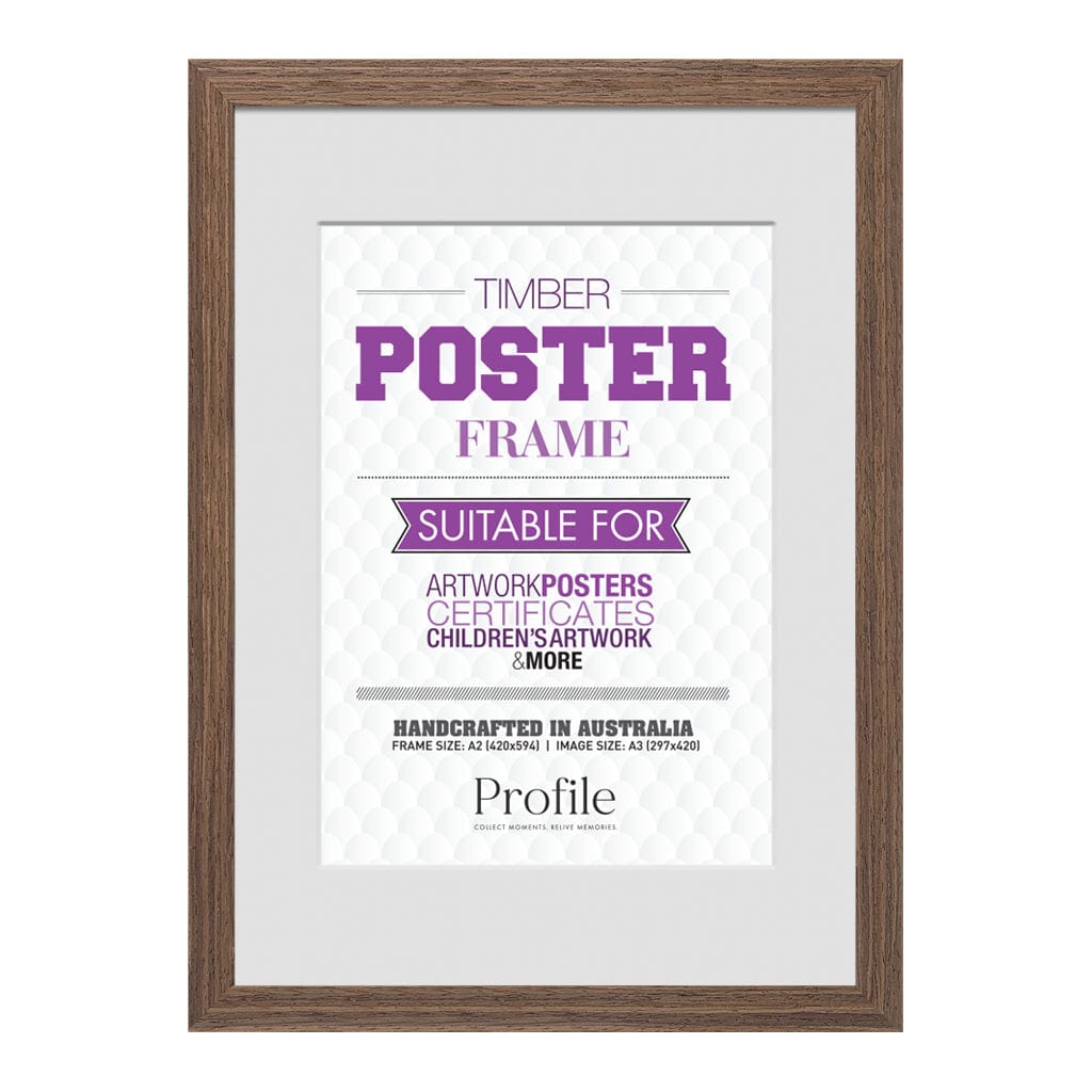 Classic Chestnut A2/A3 Poster Frame Set (2 Pack) from our Australian Made Picture Frames collection by Profile Products (Australia) Pty Ltd