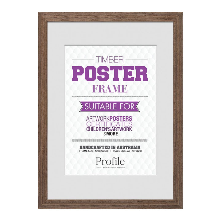 Classic Chestnut A2/A3 Poster Frame Set (2 Pack) from our Australian Made Picture Frames collection by Profile Products (Australia) Pty Ltd