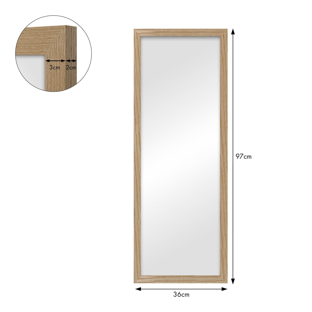 Classic Natural Oak Framed Mirror – 12x36 Inch Slim Wall Mirror from our Australian Made Picture Frames collection by Profile Products (Australia) Pty Ltd