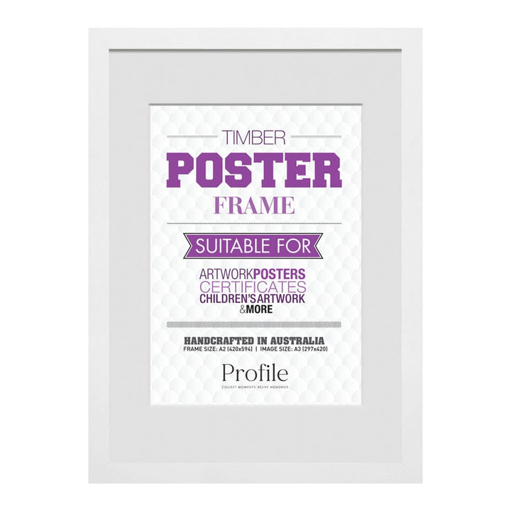 Classic White A2/A3 Poster Frame Set (2 Pack) from our Australian Made Picture Frames collection by Profile Products (Australia) Pty Ltd