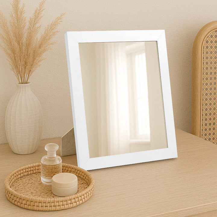 Classic White Framed Mirror – 10x12 Inch Tabletop Display from our Australian Made Picture Frames collection by Profile Products (Australia) Pty Ltd