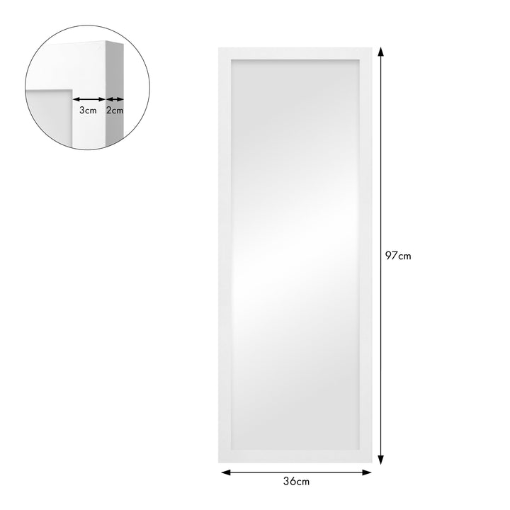 Classic White Framed Mirror – 12x36 Inch Slim Wall Mirror from our Australian Made Picture Frames collection by Profile Products (Australia) Pty Ltd
