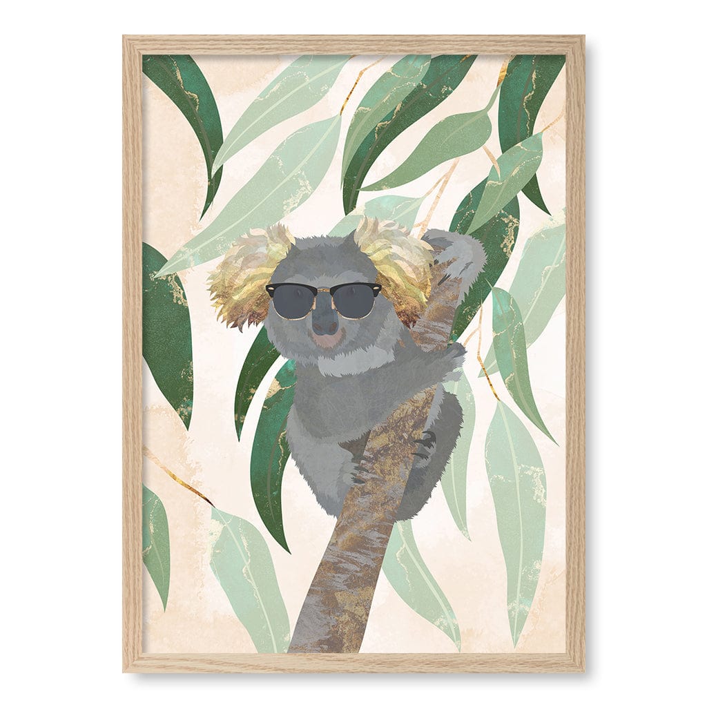 Cool Koala Kids Wall Art Print A2 (42 x 59.4cm) / Natural Oak Frame / No Border from our Australian Made Framed Wall Art, Prints & Posters collection by Profile Products (Australia) Pty Ltd