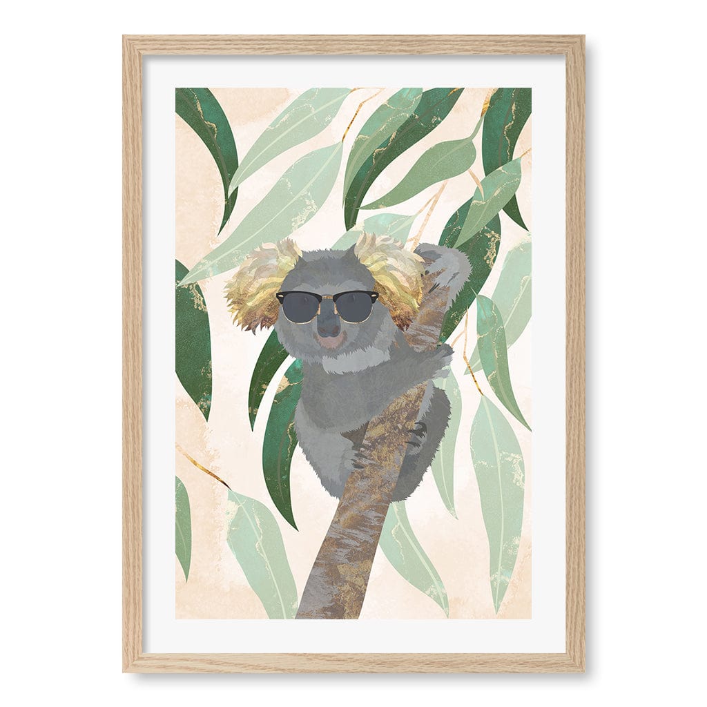 Cool Koala Kids Wall Art Print A2 (42 x 59.4cm) / Natural Oak Frame / White Border from our Australian Made Framed Wall Art, Prints & Posters collection by Profile Products (Australia) Pty Ltd