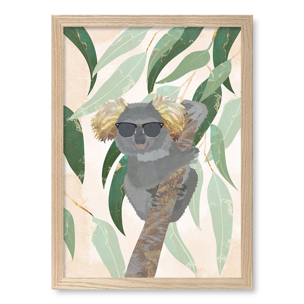 Cool Koala Kids Wall Art Print A3 (29.7 x 42cm) / Natural Oak Frame / No Border from our Australian Made Framed Wall Art, Prints & Posters collection by Profile Products (Australia) Pty Ltd