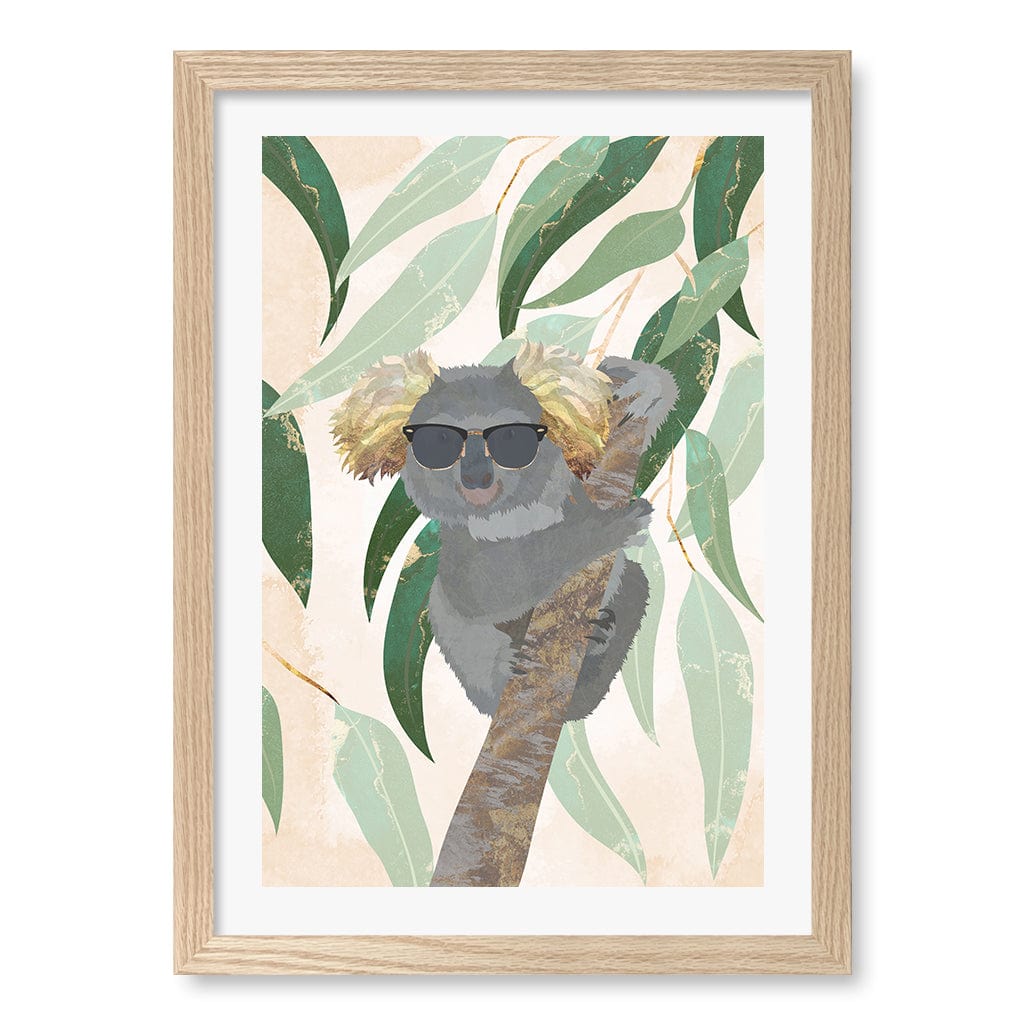 Cool Koala Kids Wall Art Print A3 (29.7 x 42cm) / Natural Oak Frame / White Border from our Australian Made Framed Wall Art, Prints & Posters collection by Profile Products (Australia) Pty Ltd