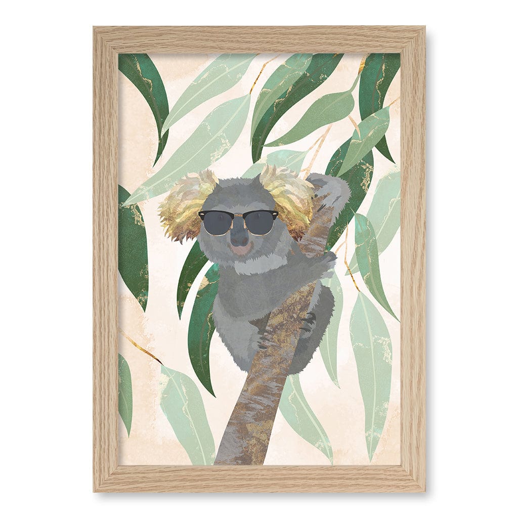 Cool Koala Kids Wall Art Print A4 (21 x 29.7cm) / Natural Oak Frame / No Border from our Australian Made Framed Wall Art, Prints & Posters collection by Profile Products (Australia) Pty Ltd