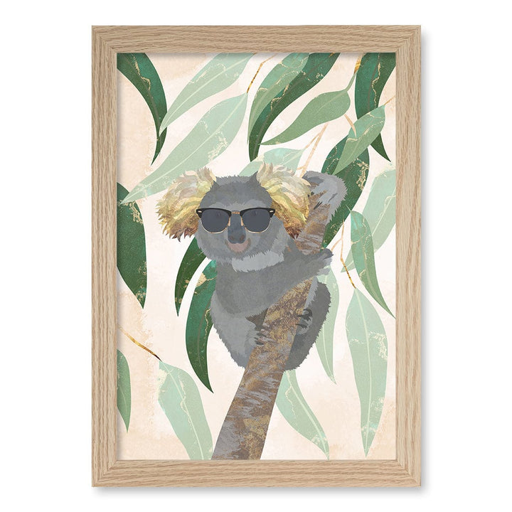 Cool Koala Kids Wall Art Print A4 (21 x 29.7cm) / Natural Oak Frame / No Border from our Australian Made Framed Wall Art, Prints & Posters collection by Profile Products (Australia) Pty Ltd