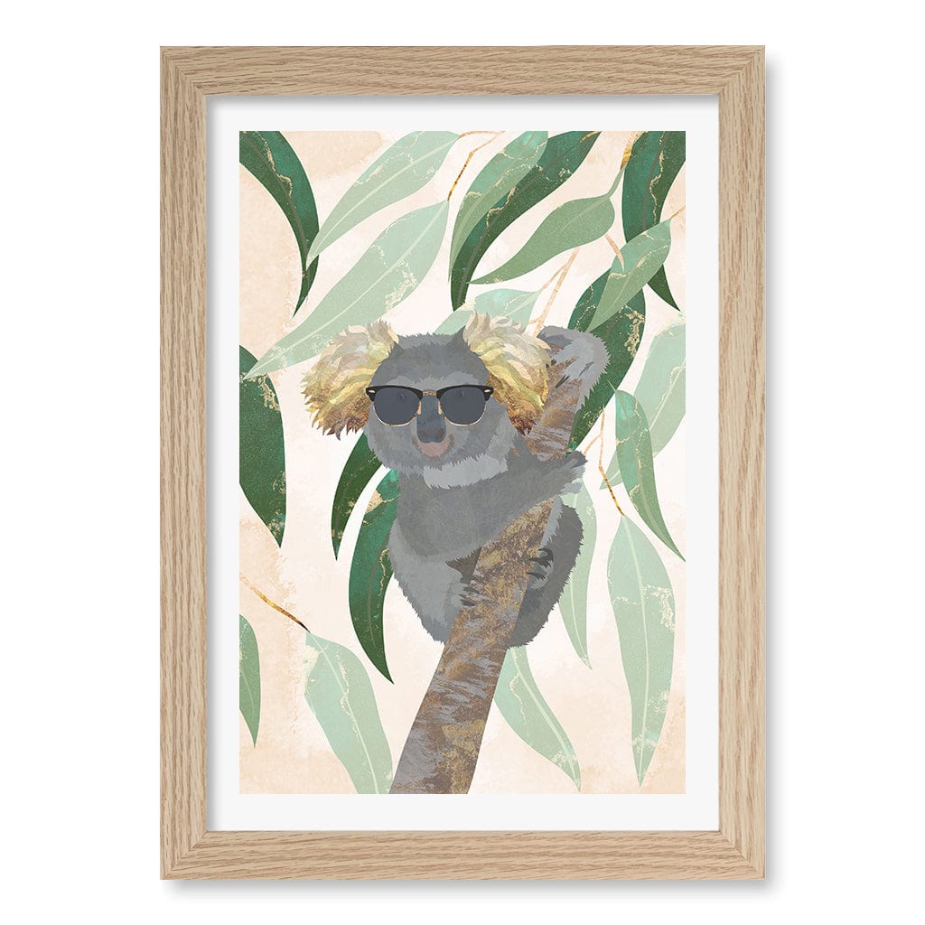 Cool Koala Kids Wall Art Print A4 (21 x 29.7cm) / Natural Oak Frame / White Border from our Australian Made Framed Wall Art, Prints & Posters collection by Profile Products (Australia) Pty Ltd
