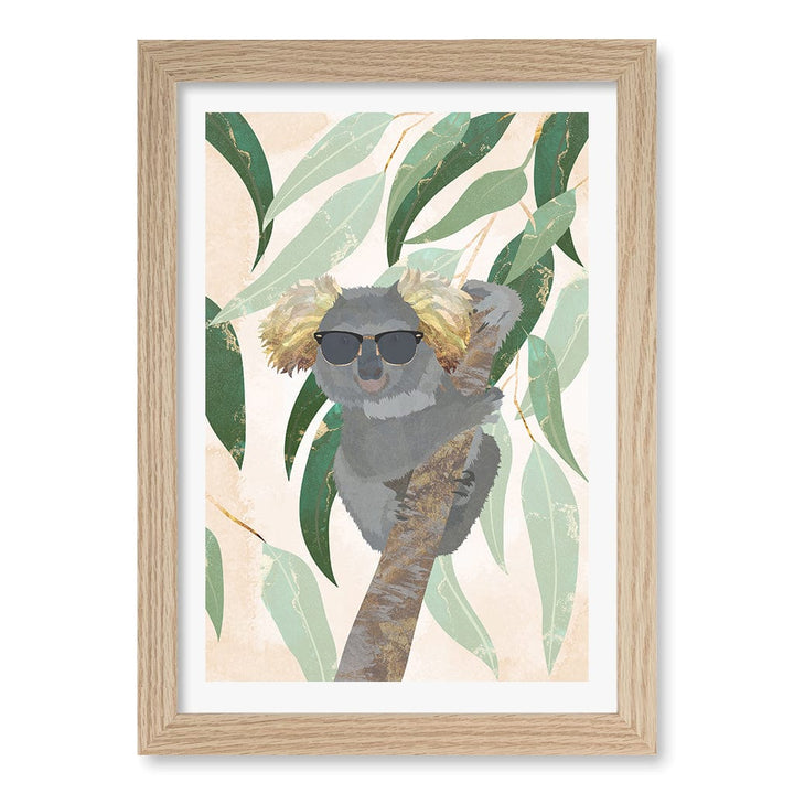 Cool Koala Kids Wall Art Print A4 (21 x 29.7cm) / Natural Oak Frame / White Border from our Australian Made Framed Wall Art, Prints & Posters collection by Profile Products (Australia) Pty Ltd