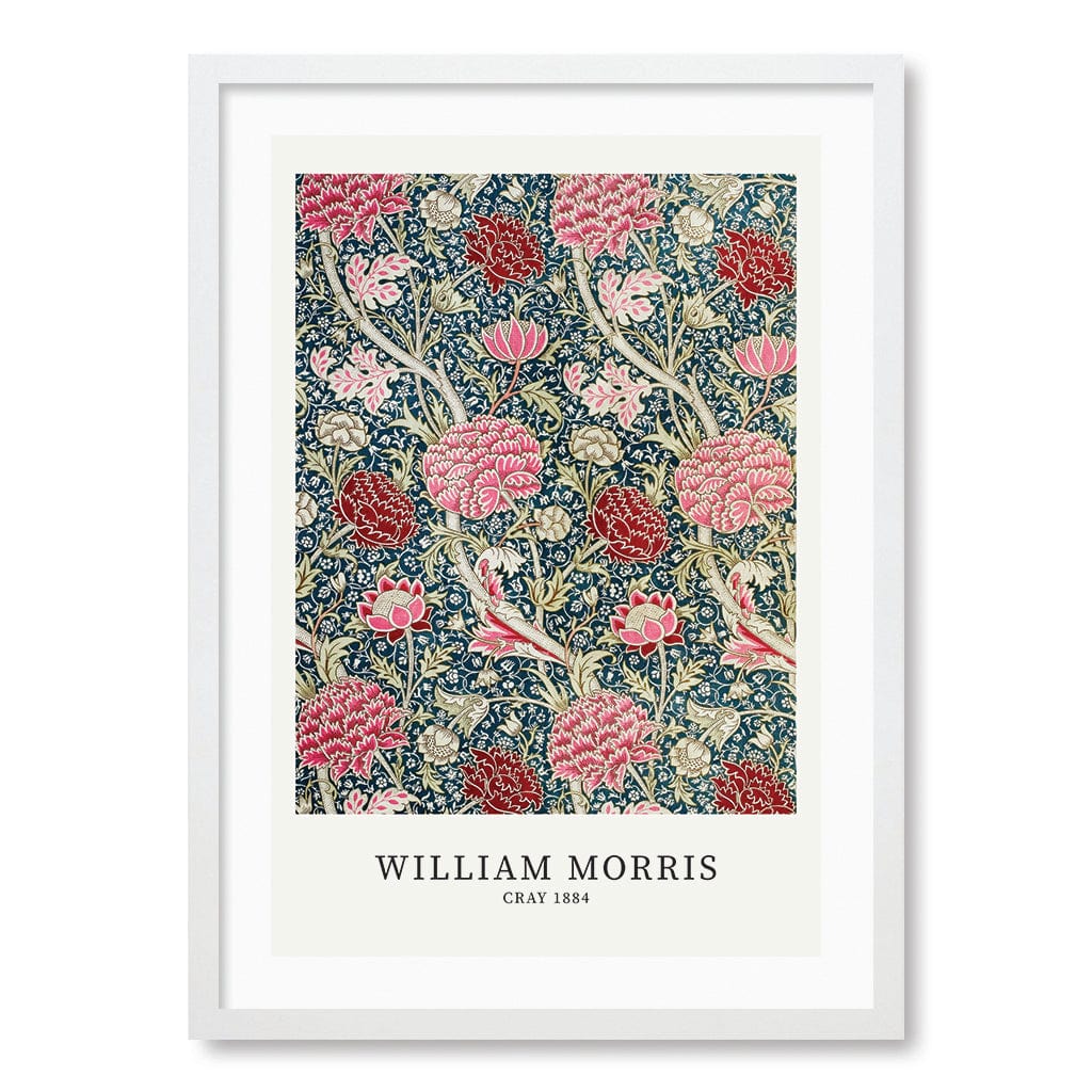 Cray Pattern - William Morris Floral Art Print A4 (21 x 29.7cm) / Matte White Frame / White Border from our Australian Made Framed Wall Art, Prints & Posters collection by Profile Products (Australia) Pty Ltd