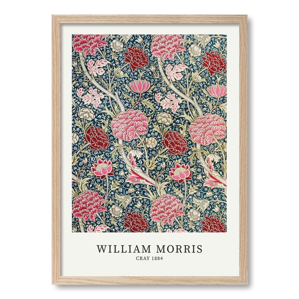 Cray Pattern - William Morris Floral Art Print A4 (21 x 29.7cm) / Natural Oak Frame / No Border from our Australian Made Framed Wall Art, Prints & Posters collection by Profile Products (Australia) Pty Ltd