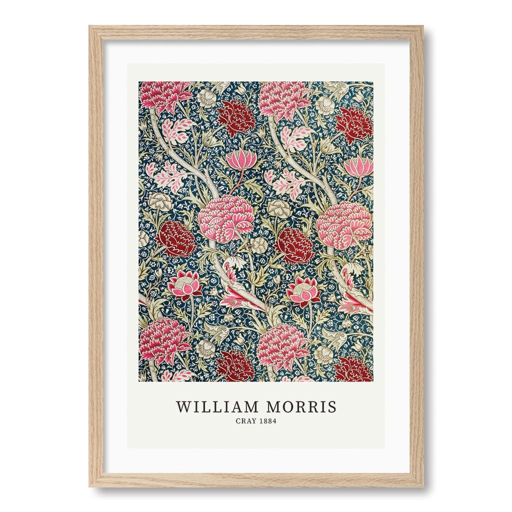 Cray Pattern - William Morris Floral Art Print A4 (21 x 29.7cm) / Natural Oak Frame / White Border from our Australian Made Framed Wall Art, Prints & Posters collection by Profile Products (Australia) Pty Ltd