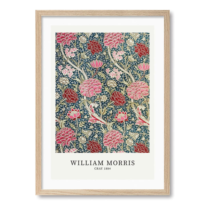 Cray Pattern - William Morris Floral Art Print A4 (21 x 29.7cm) / Natural Oak Frame / White Border from our Australian Made Framed Wall Art, Prints & Posters collection by Profile Products (Australia) Pty Ltd