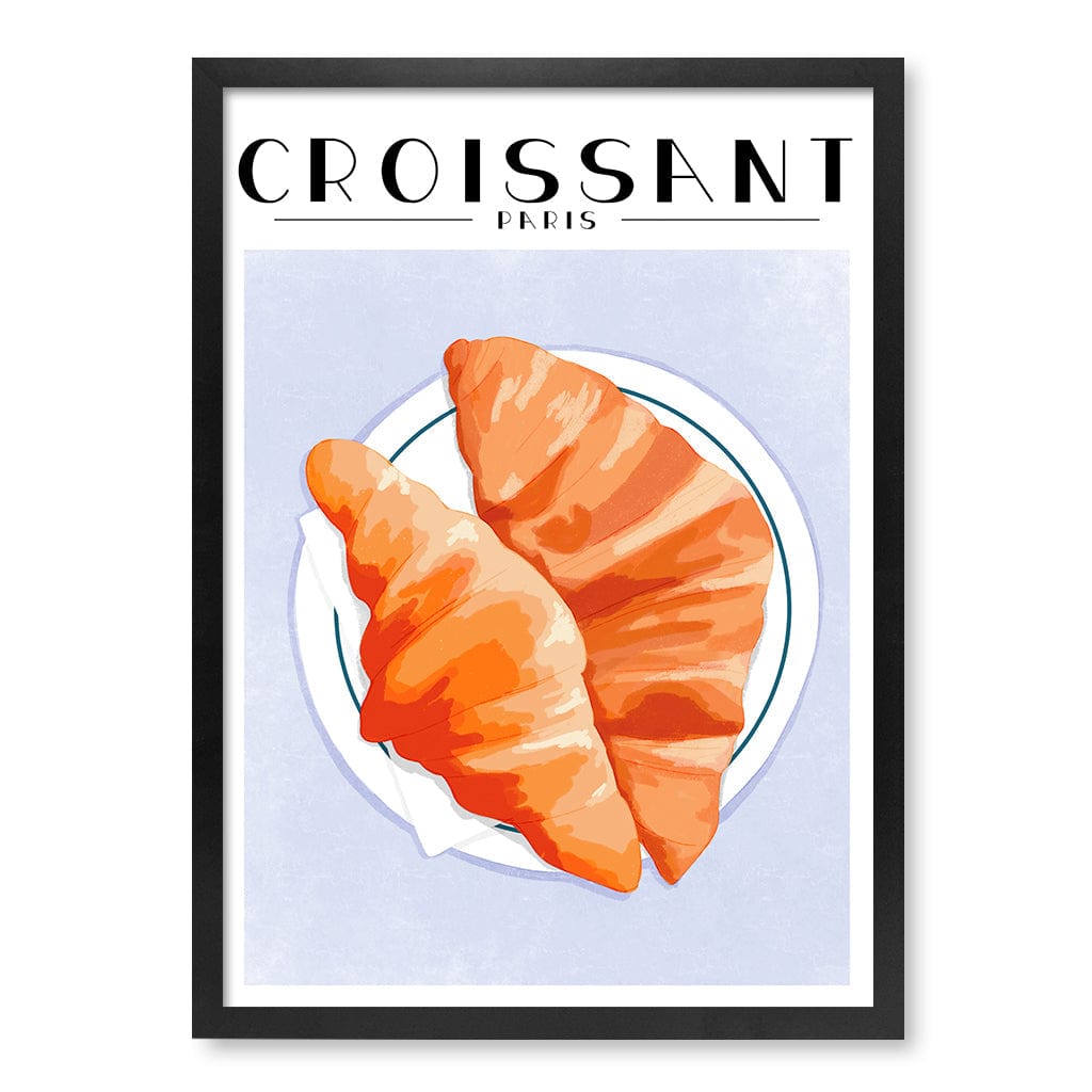 Croissant-Paris Modern Wall Art Print A4 (21 x 29.7cm) / Matte Black Frame / No Border from our Australian Made Framed Wall Art, Prints & Posters collection by Profile Products (Australia) Pty Ltd