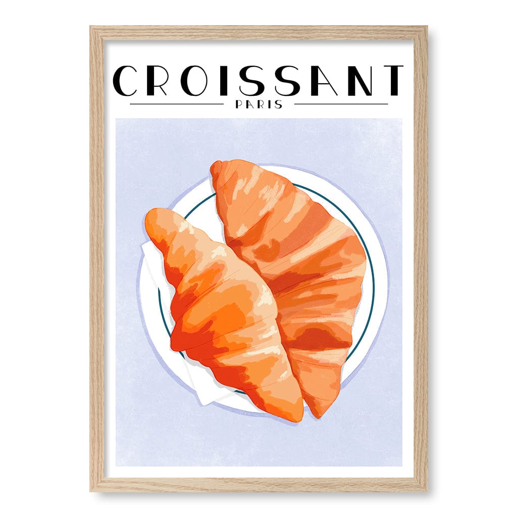Croissant-Paris Modern Wall Art Print A4 (21 x 29.7cm) / Natural Oak Frame / No Border from our Australian Made Framed Wall Art, Prints & Posters collection by Profile Products (Australia) Pty Ltd