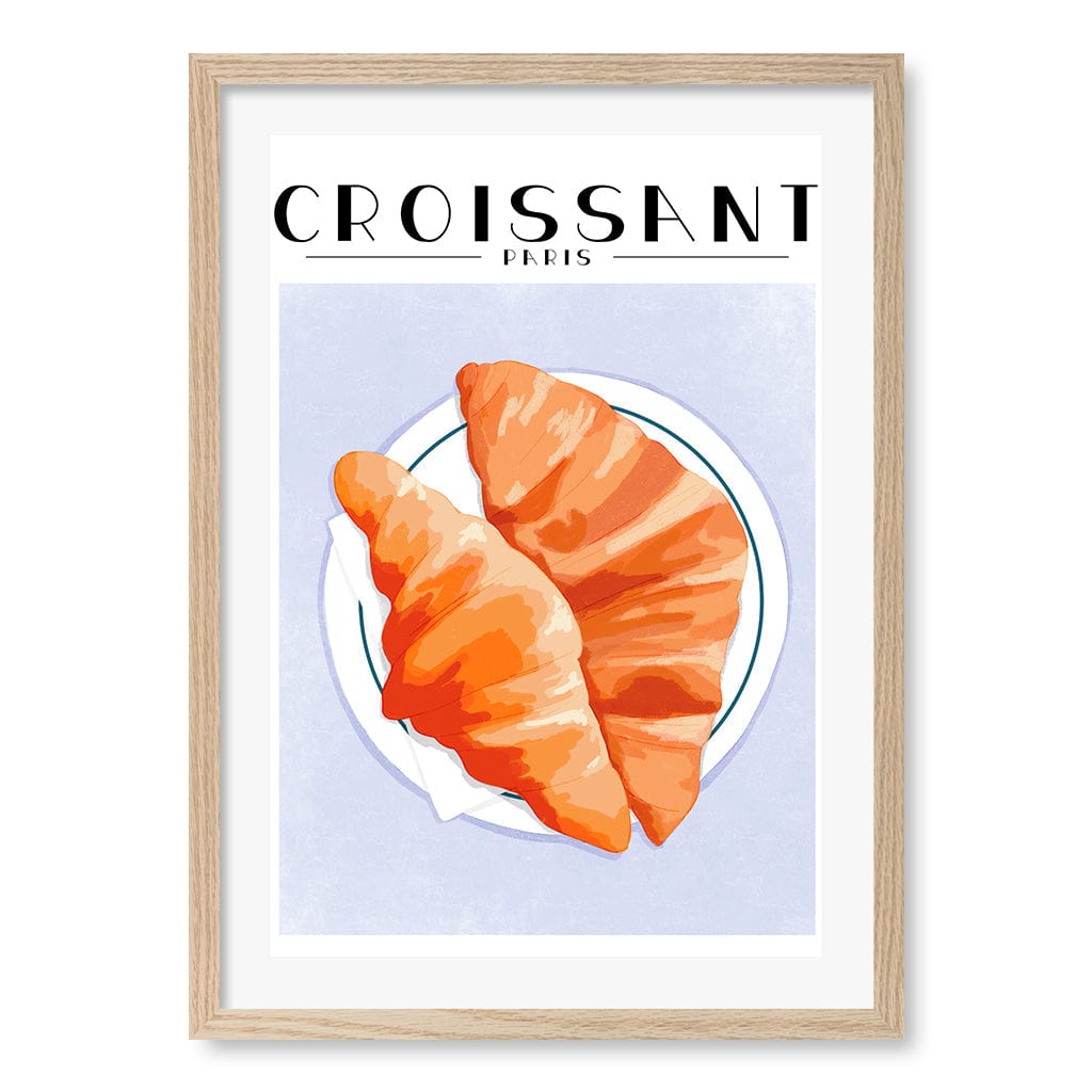 Croissant-Paris Modern Wall Art Print A4 (21 x 29.7cm) / Natural Oak Frame / White Border from our Australian Made Framed Wall Art, Prints & Posters collection by Profile Products (Australia) Pty Ltd