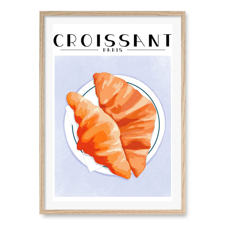 Croissant-Paris Wall Art Print A1 (59.4 x 84.1cm) / Natural Oak Frame / White Border from our Australian Made Wall Art collection by Profile Australia