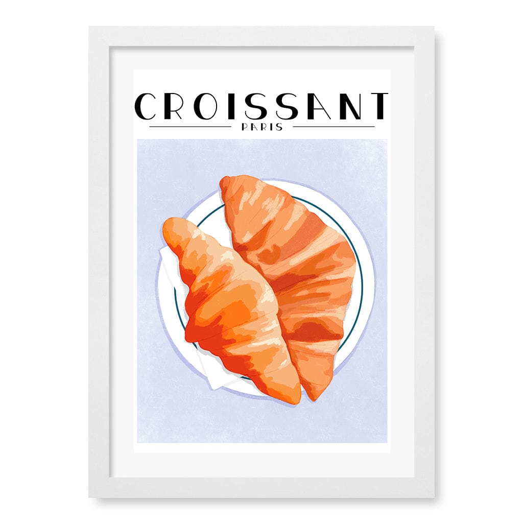 Croissant-Paris Wall Art Print A3 (29.7 x 42cm) / Matte White Frame / White Border from our Australian Made Wall Art collection by Profile Australia