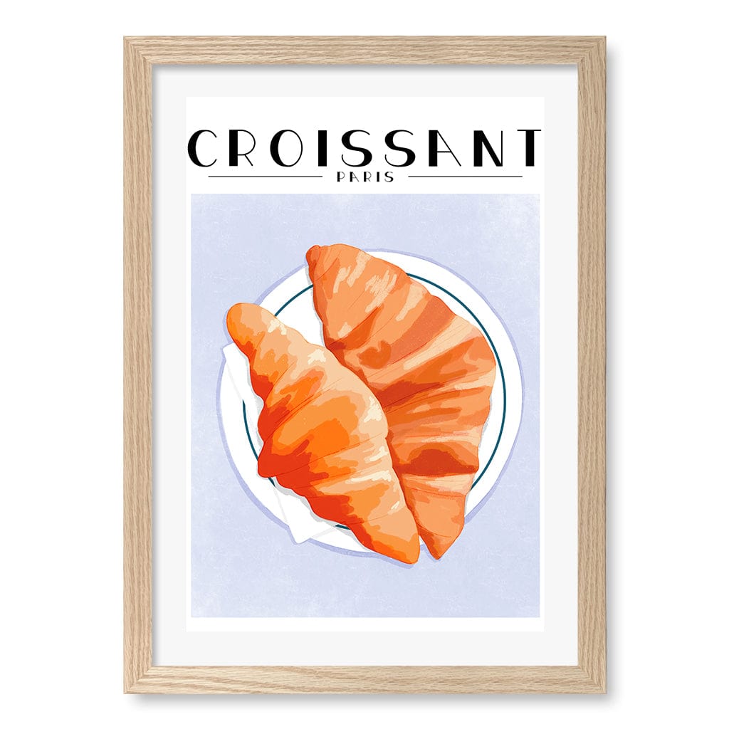 Croissant-Paris Wall Art Print A3 (29.7 x 42cm) / Natural Oak Frame / White Border from our Australian Made Wall Art collection by Profile Australia