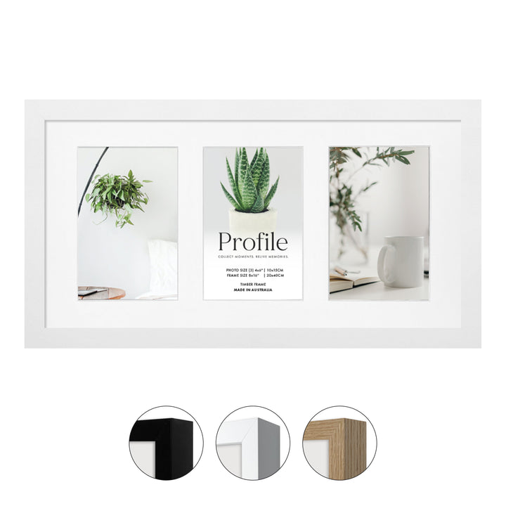 Decorator Gallery Collage Photo Frame - 3 Photos (4x6in) from our Australian Made Collage Photo Frame collection by Profile Products Australia