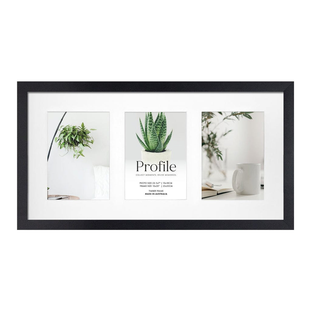 Decorator Gallery Collage Photo Frame - 3 Photos (5x7in) Black Frame from our Australian Made Collage Photo Frame collection by Profile Products Australia