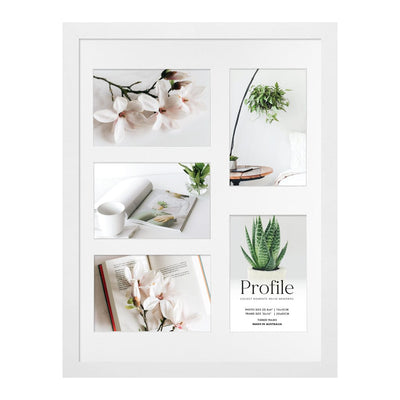 Decorator Gallery Collage Photo Frame - 5 Photos (4x6in) White Frame from our Australian Made Collage Photo Frame collection by Profile Products Australia