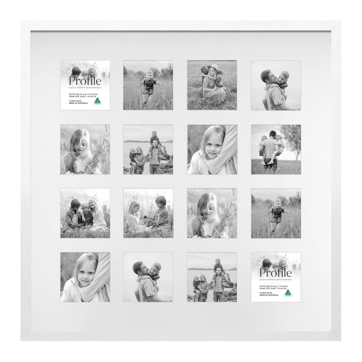 Decorator Insta Square Collage Photo Frame - 16 Photos (4x4in) White from our Australian Made Picture Frames collection by Profile Products (Australia) Pty Ltd