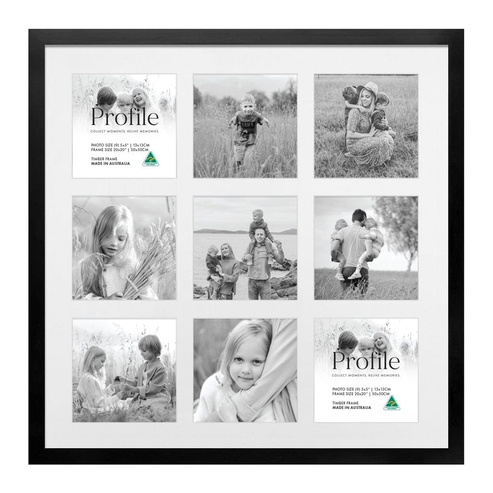 Decorator Insta Square Collage Photo Frame - 9 Photos (5x5in) Black from our Australian Made Picture Frames collection by Profile Products (Australia) Pty Ltd